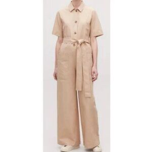 COS Belted Button Up Camel Utility Jumpsuit - Size 4